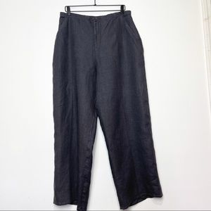 Flax | Charcoal wide leg pant linen Lagenlook M